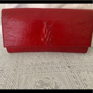 YSL red patent clutch (first release)